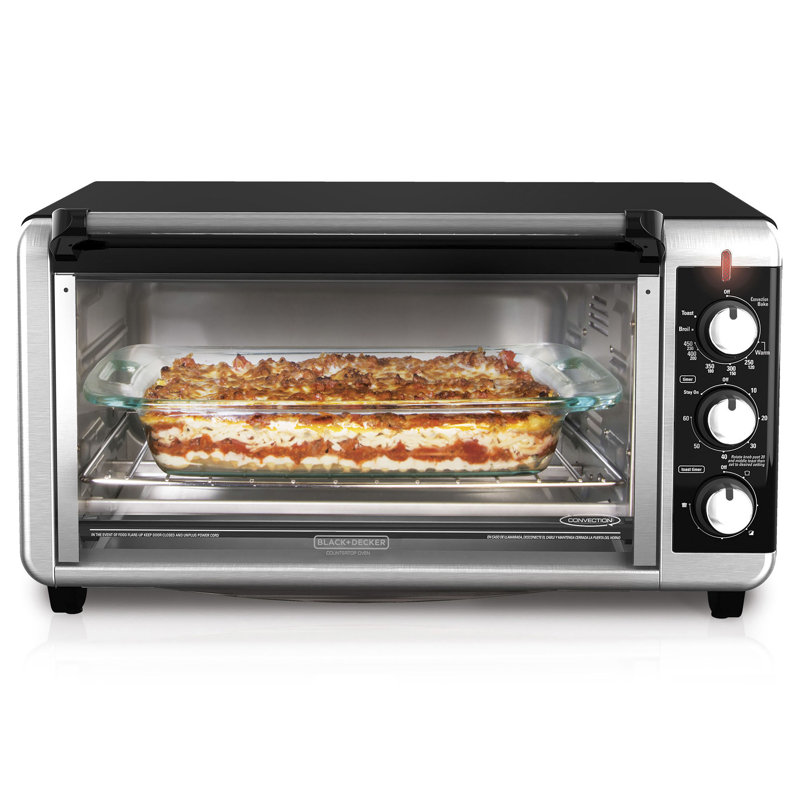 BLACK+DECKER 8-Slice Extra Wide Convection Toaster Oven, TO3250XSB, Fits 9"x13" Oven Pans and 12" Pizza, Stainless Steel/Black